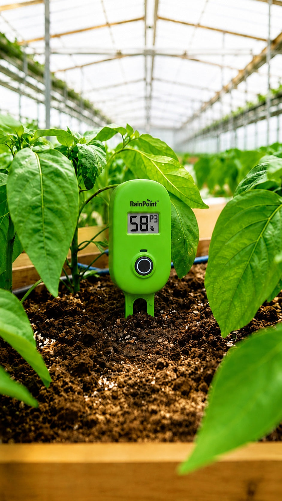 RainPoint smart soil moisture sensor helping maintain healthy plants with automatic watering insights