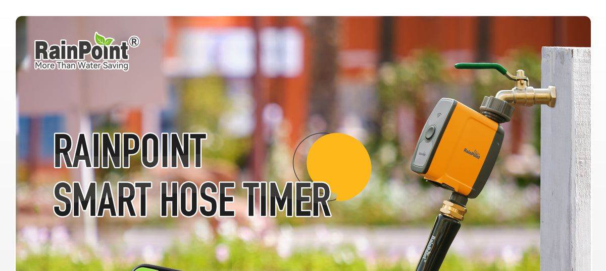 RainPoint programmable water timer helping control lawn and plant irrigation automatically
