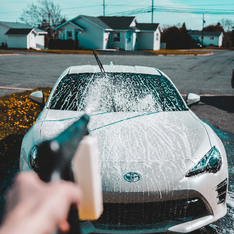 Outdoor car wash watering setup with convenient hose water connection