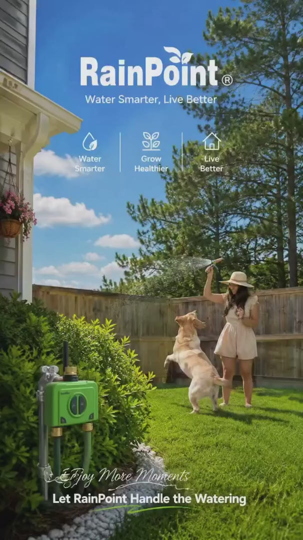 RainPoint WiFi water timer with soil sensor for smart automatic lawn irrigation and watering control
