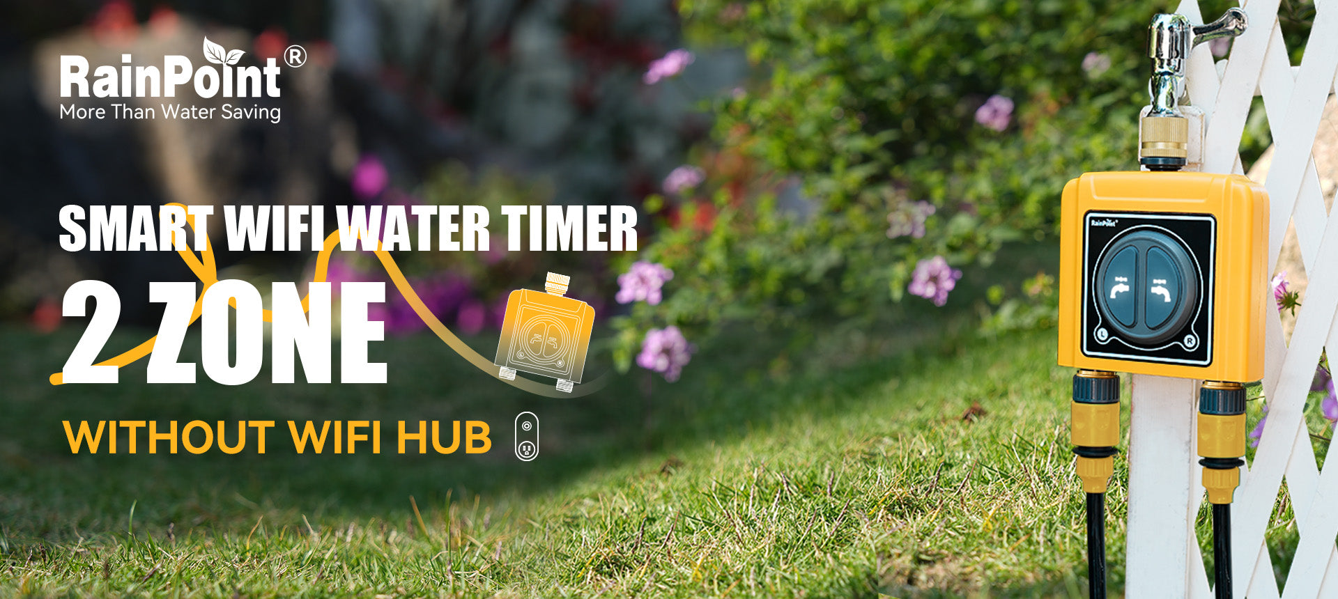 RainPoint app controlled water timer for customized outdoor watering programs