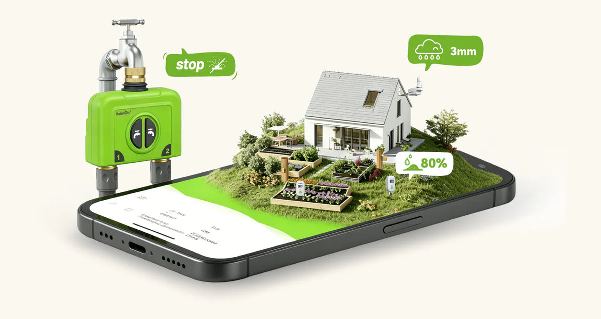 RainPoint 2-zone smart water timer with weather-based irrigation and soil moisture monitoring