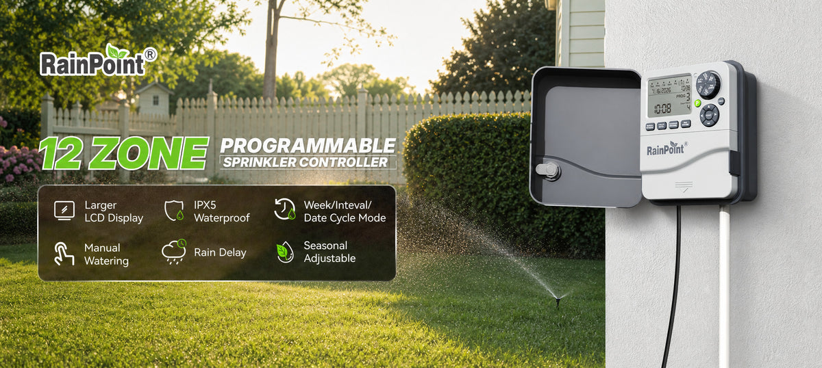 RainPoint 2 zone sprinkler timer automatic watering system for lawn and garden irrigation