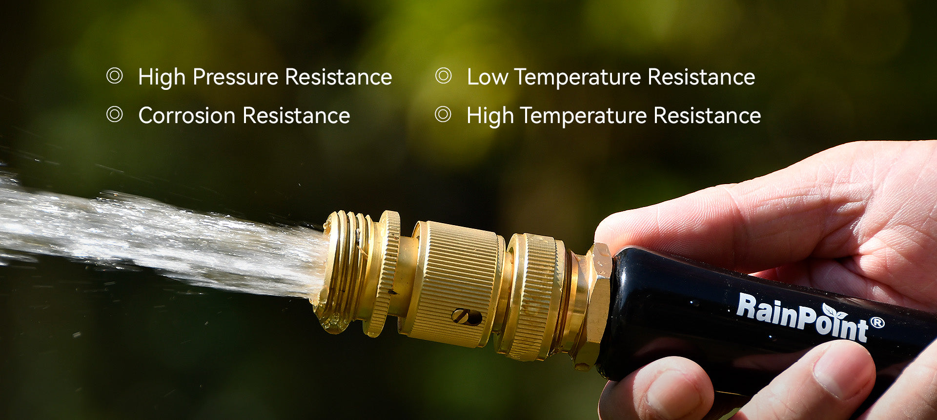 RainPoint garden hose quick connectors installed for easy irrigation system setup