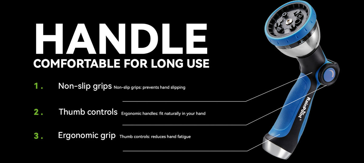 RainPoint adjustable spray nozzle helping deliver even water distribution in gardens