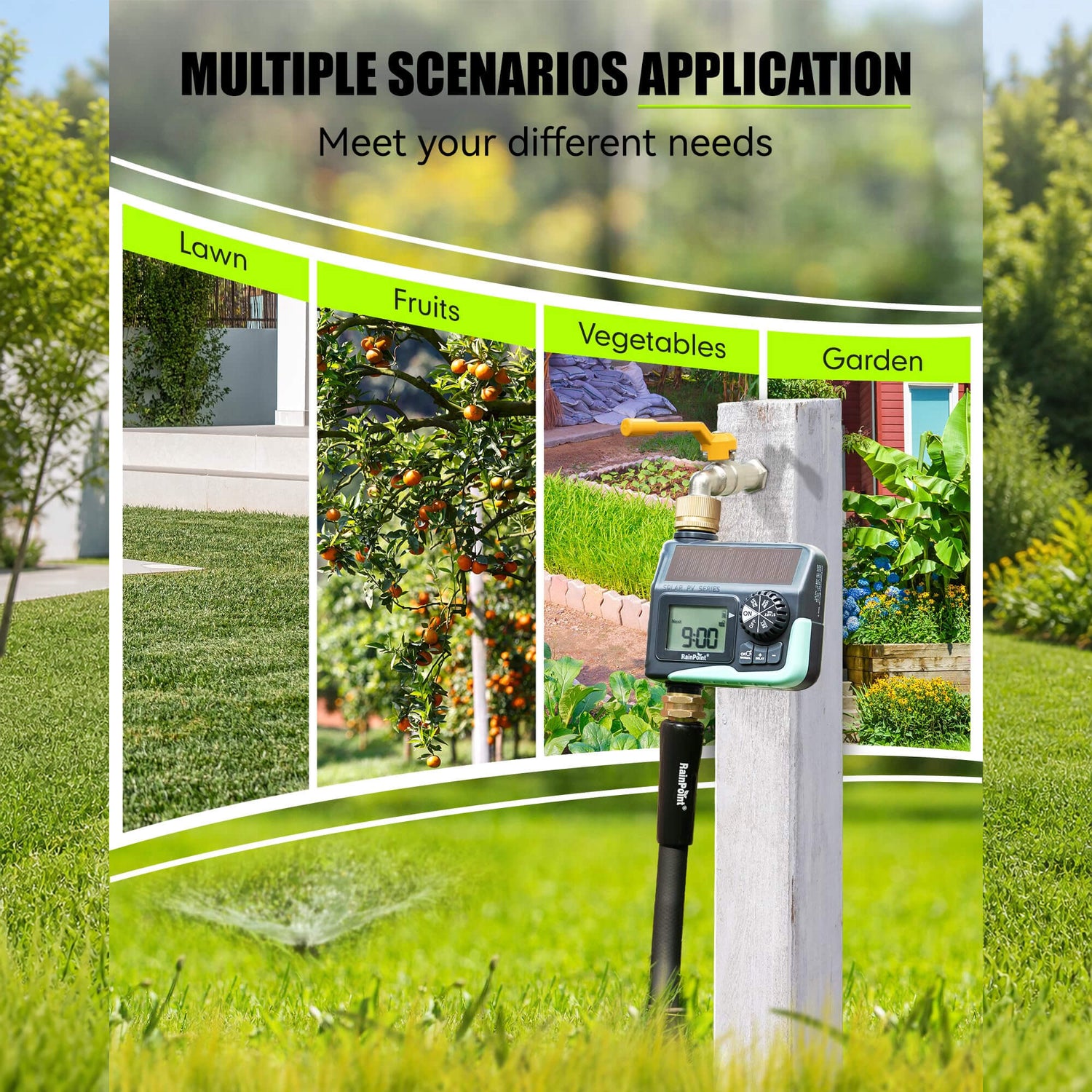 RainPoint automatic watering timer for lawns, gardens and outdoor irrigation