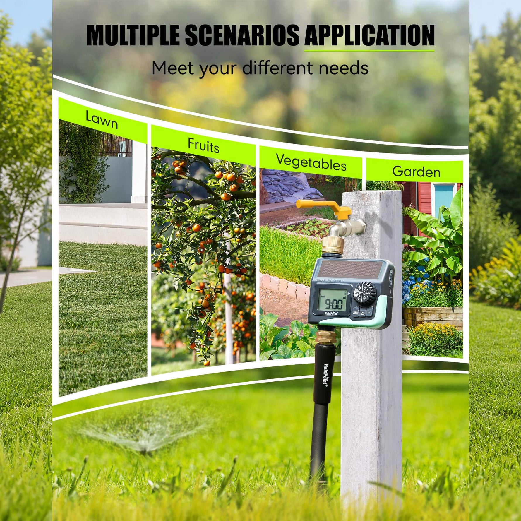 RainPoint automatic watering timer for lawns, gardens and outdoor irrigation