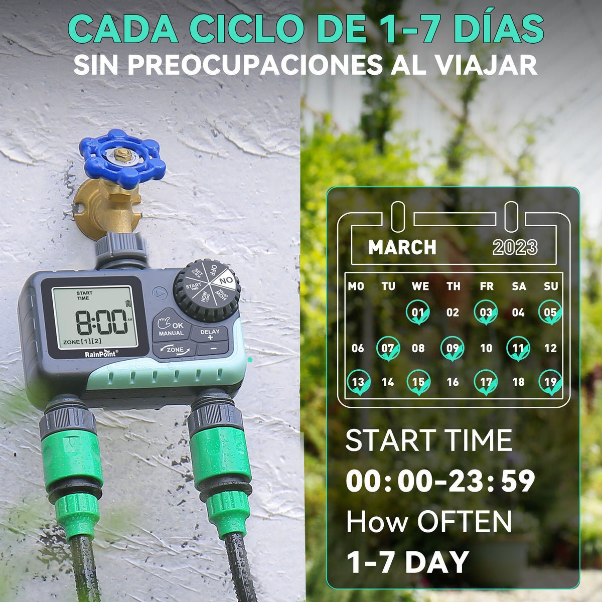RainPoint automatic garden hose timer for efficient lawn and plant watering