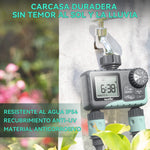 RainPoint dual outlet sprinkler timer managing multiple garden watering zones