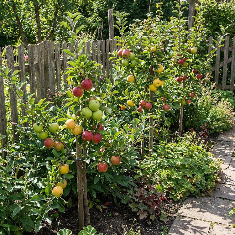Garden bed with mixed plants for efficient outdoor watering