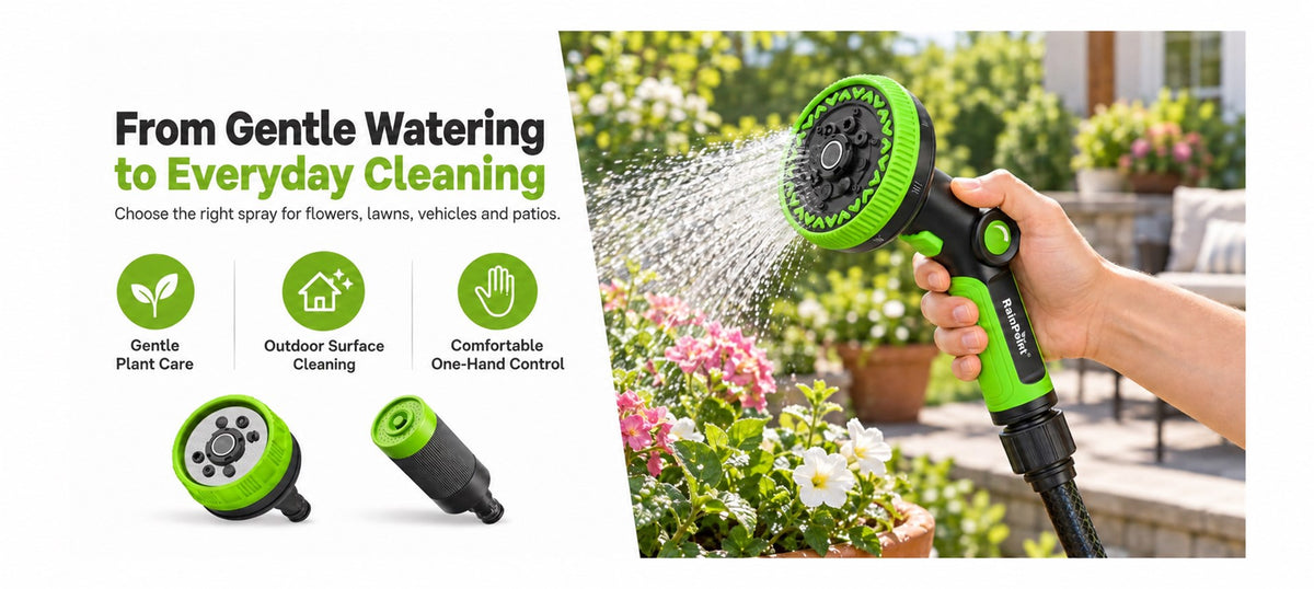 RainPoint hose spray nozzle for watering plants, gardens, and outdoor landscapes