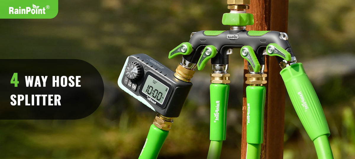 RainPoint all metal hose splitter with durable connectors for outdoor irrigation systems