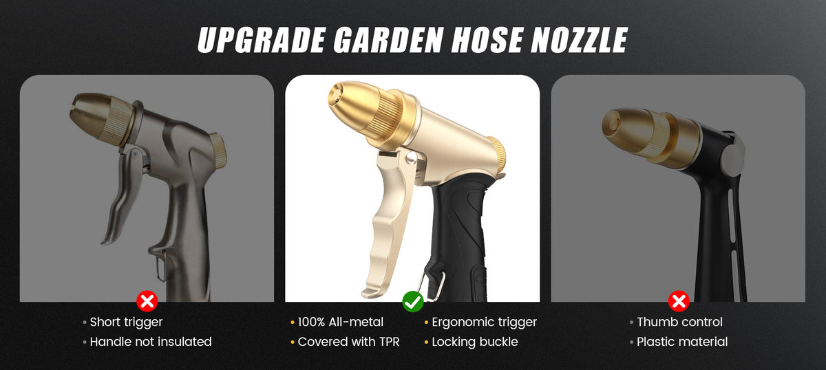 RainPoint adjustable hose nozzle providing strong water pressure for gardening and cleaning