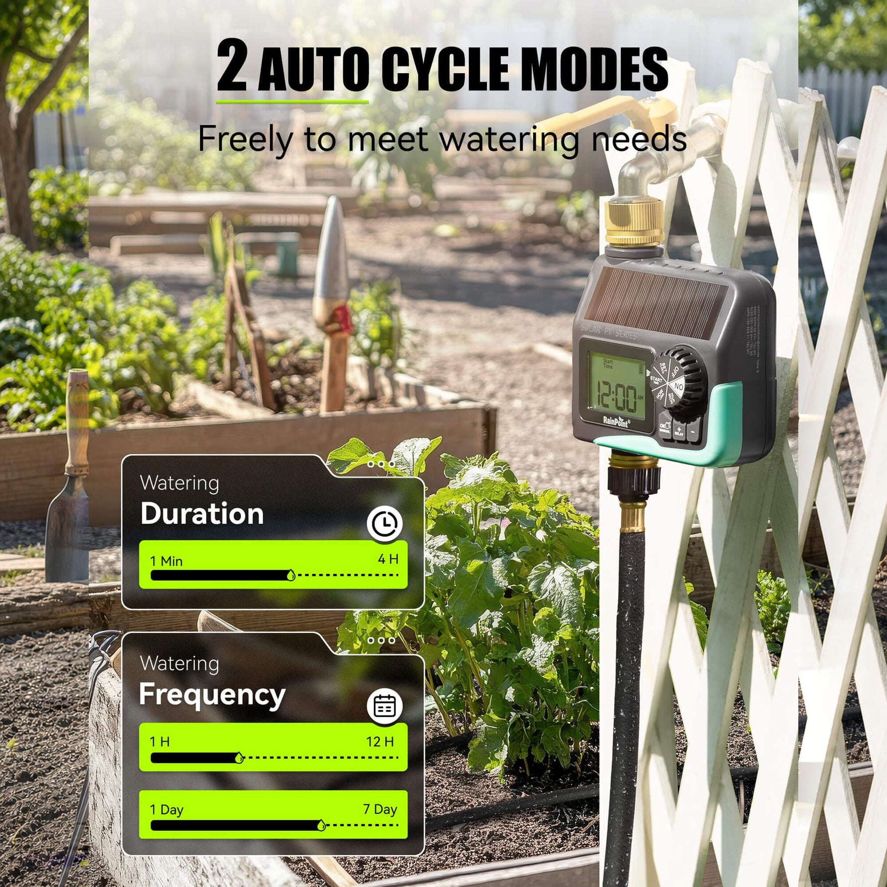 RainPoint programmable water timer with two automatic watering cycle modes