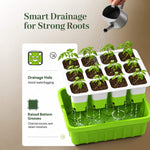 RainPoint seed starter tray featuring drainage openings to help manage moisture around seedling roots