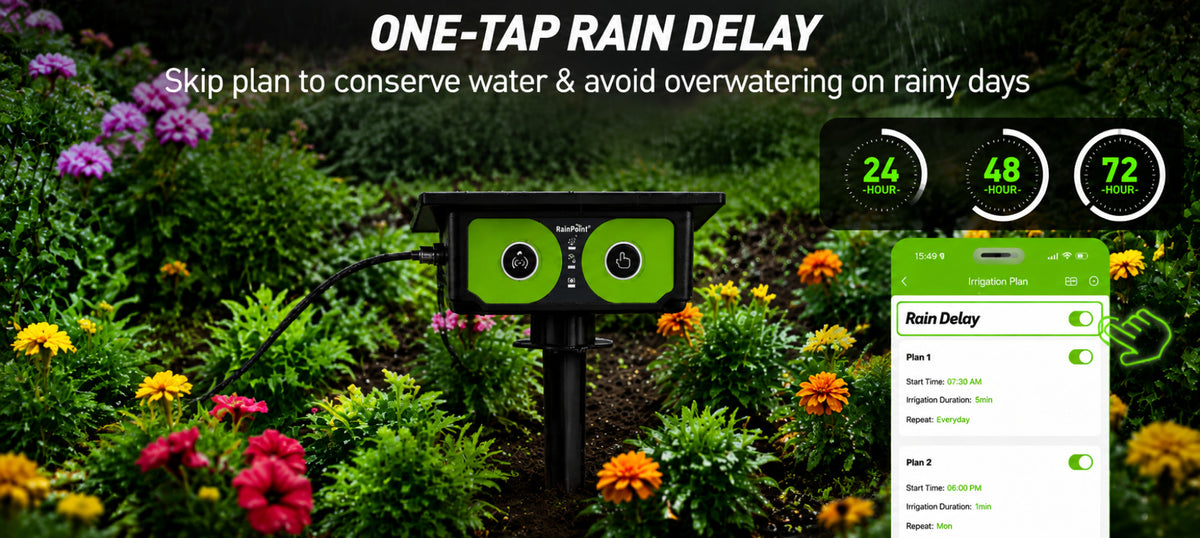 RainPoint smart solar drip irrigation system for automatic garden and plant watering