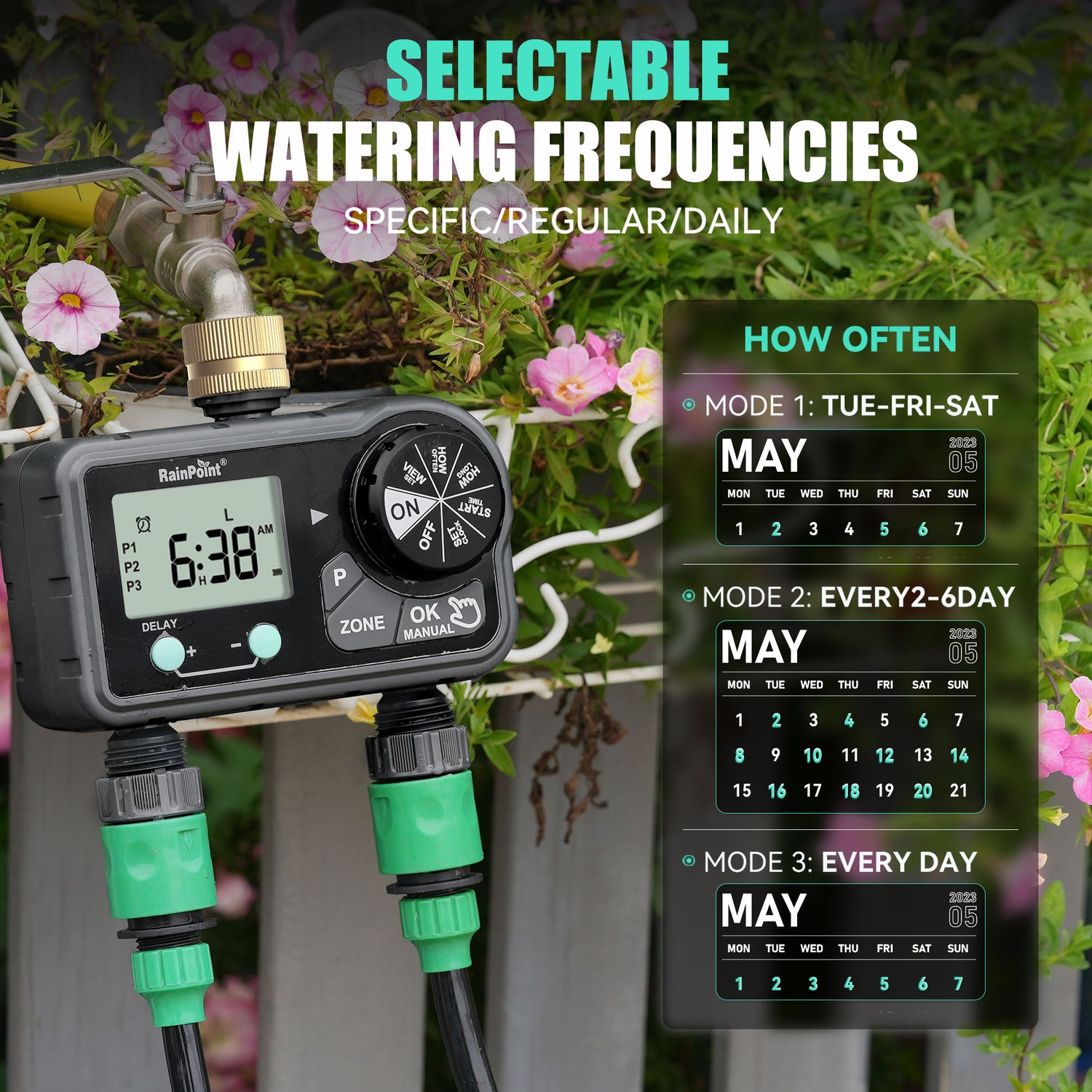RainPoint Digital 2 Zone Water Timer for Garden Hose