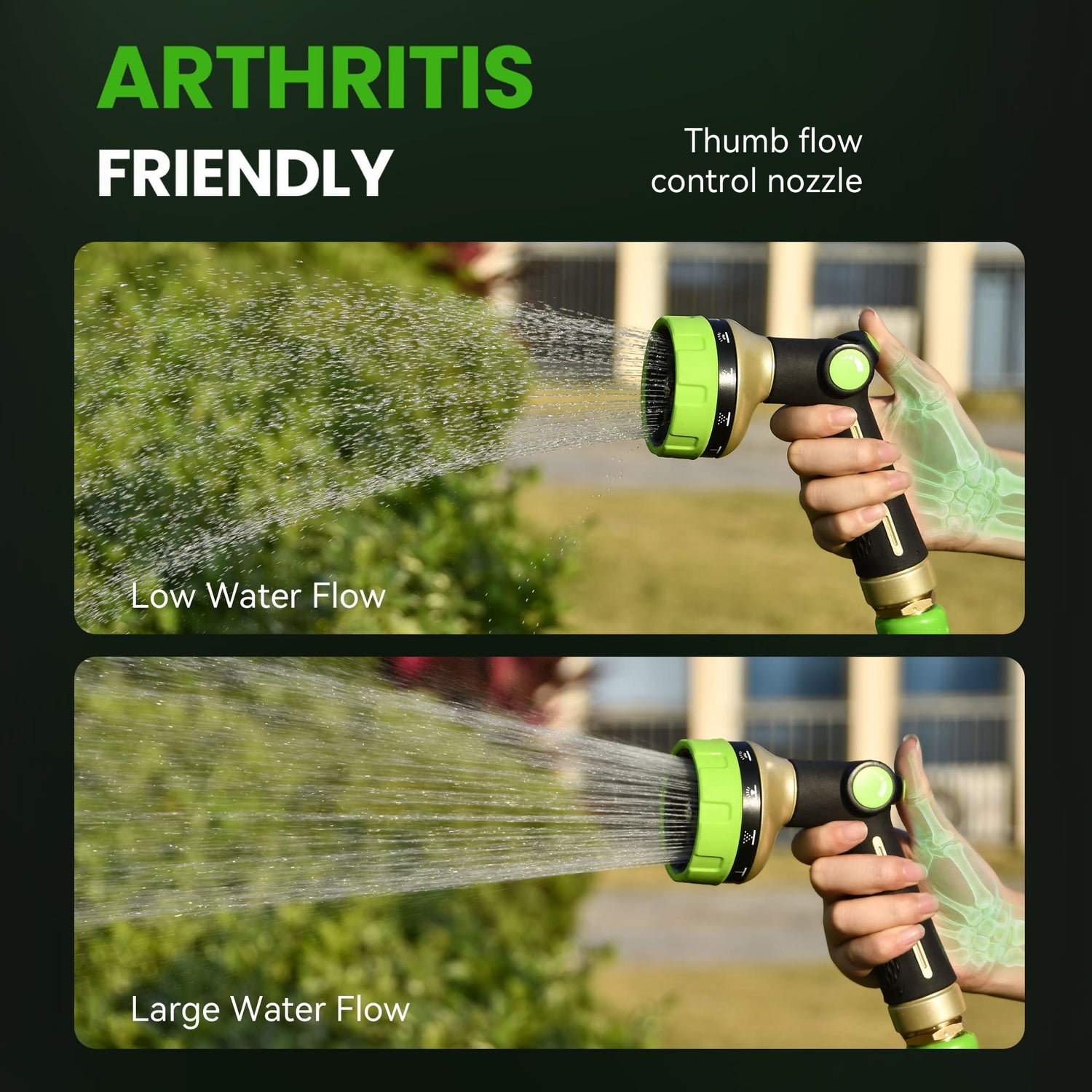 RainPoint Metal Hose Nozzle with 10 Spray Patterns
