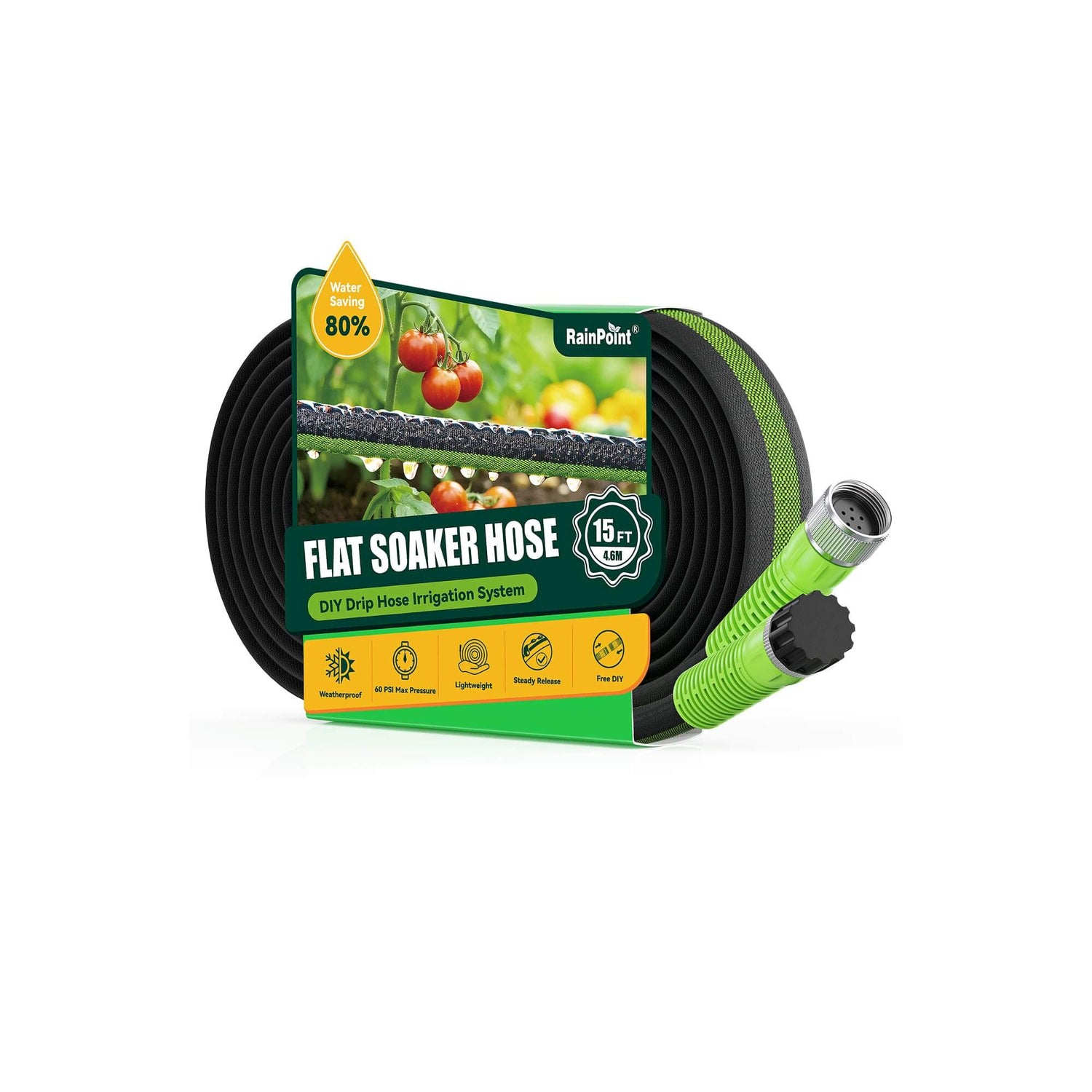 RainPoint Flat Soaker Hose for Garden Irrigation