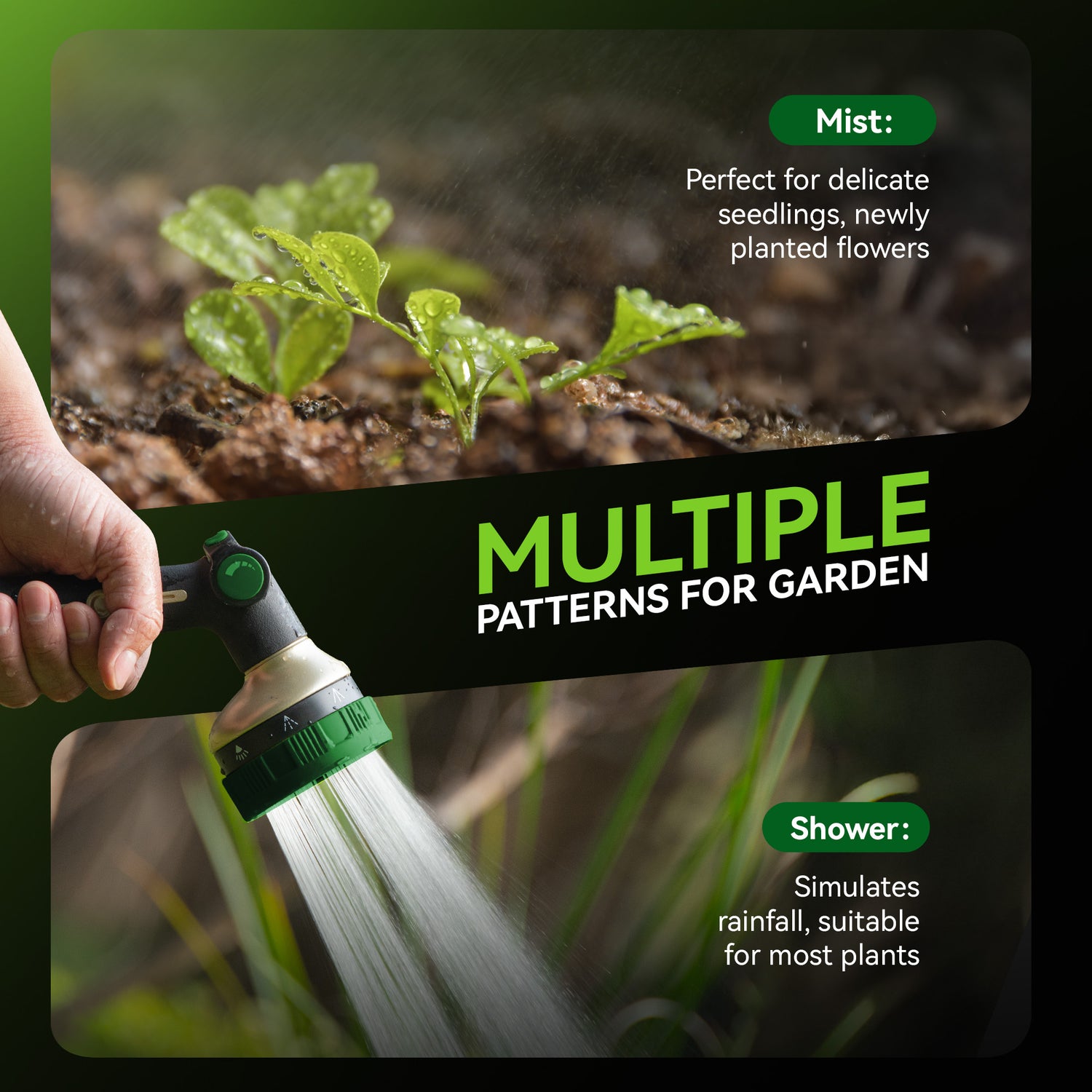 RainPoint Hose Nozzle with 8 Spray Patterns & Control