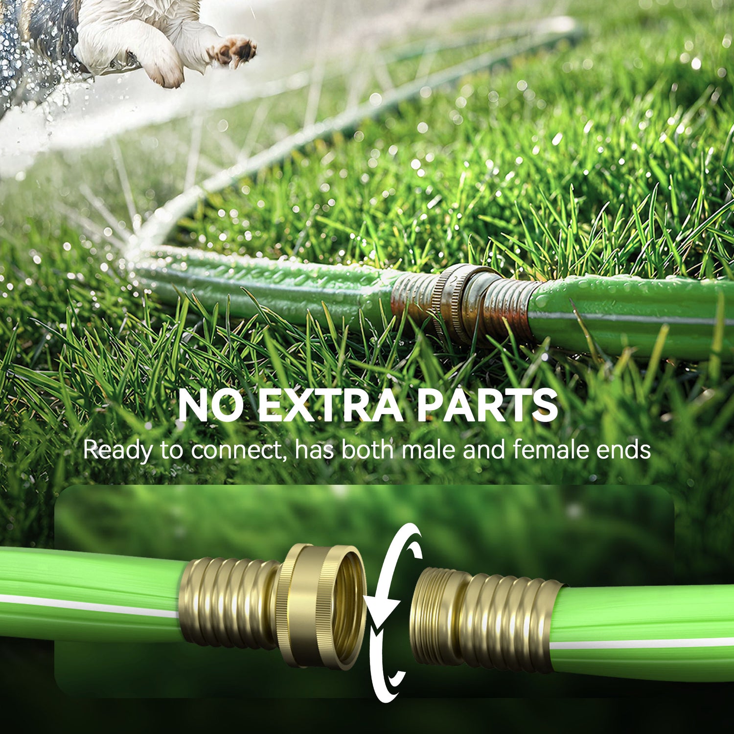 RainPoint Flat Sprinkler Hose with Stakes for Lawn
