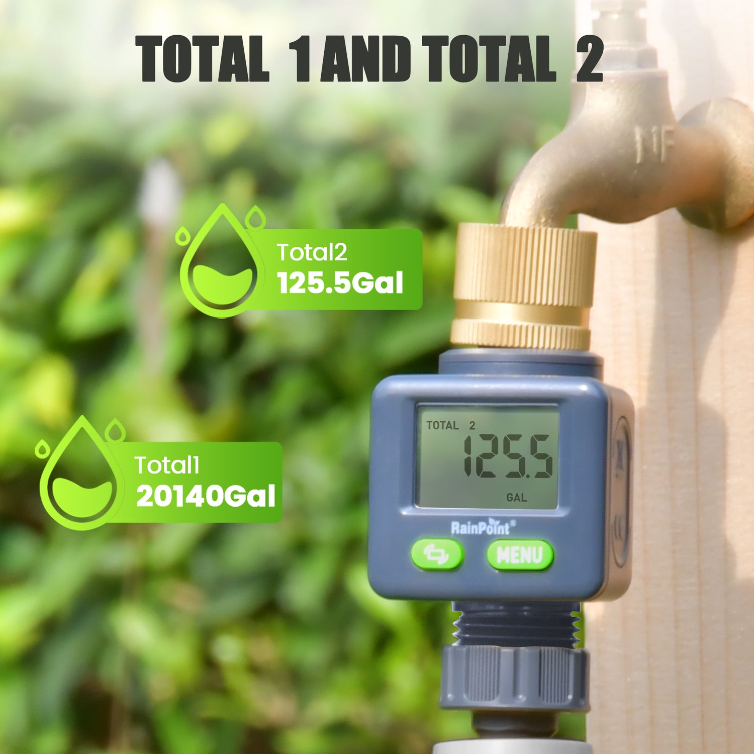 RainPoint Water Flow Meter for Garden Hose & RV