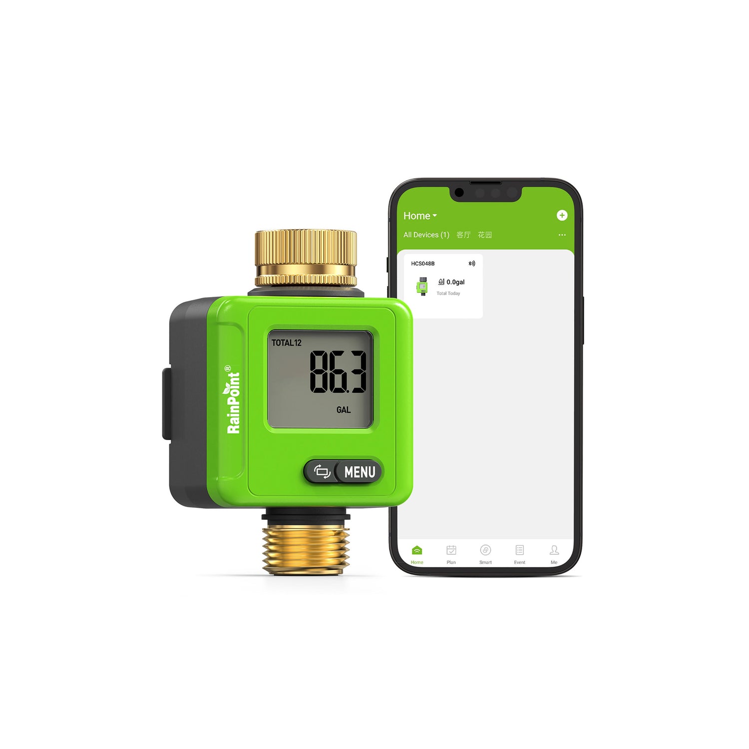 RainPoint Smart Bluetooth Water Flow Meter with App Control