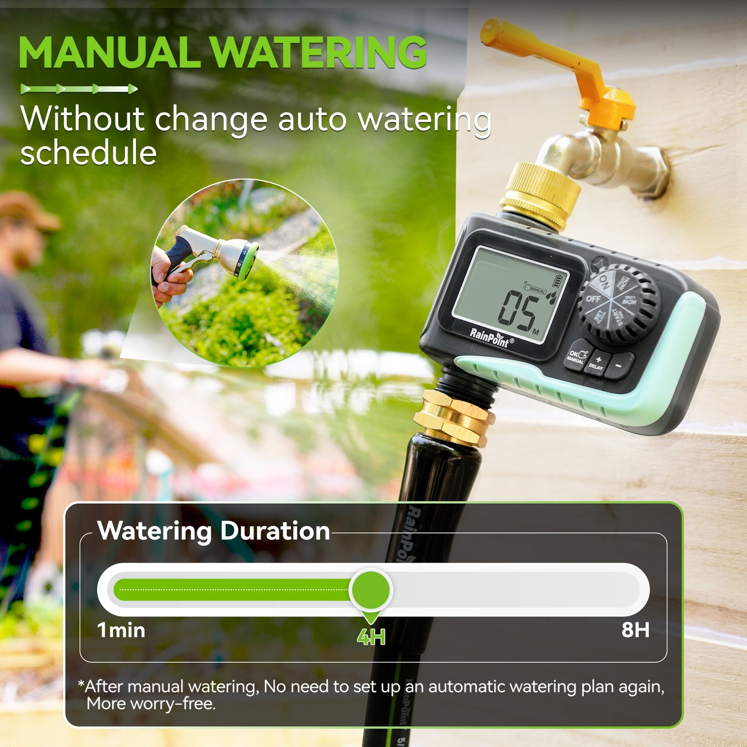 RainPoint Sprinkler Timer with Brass Swivel & Rain Delay