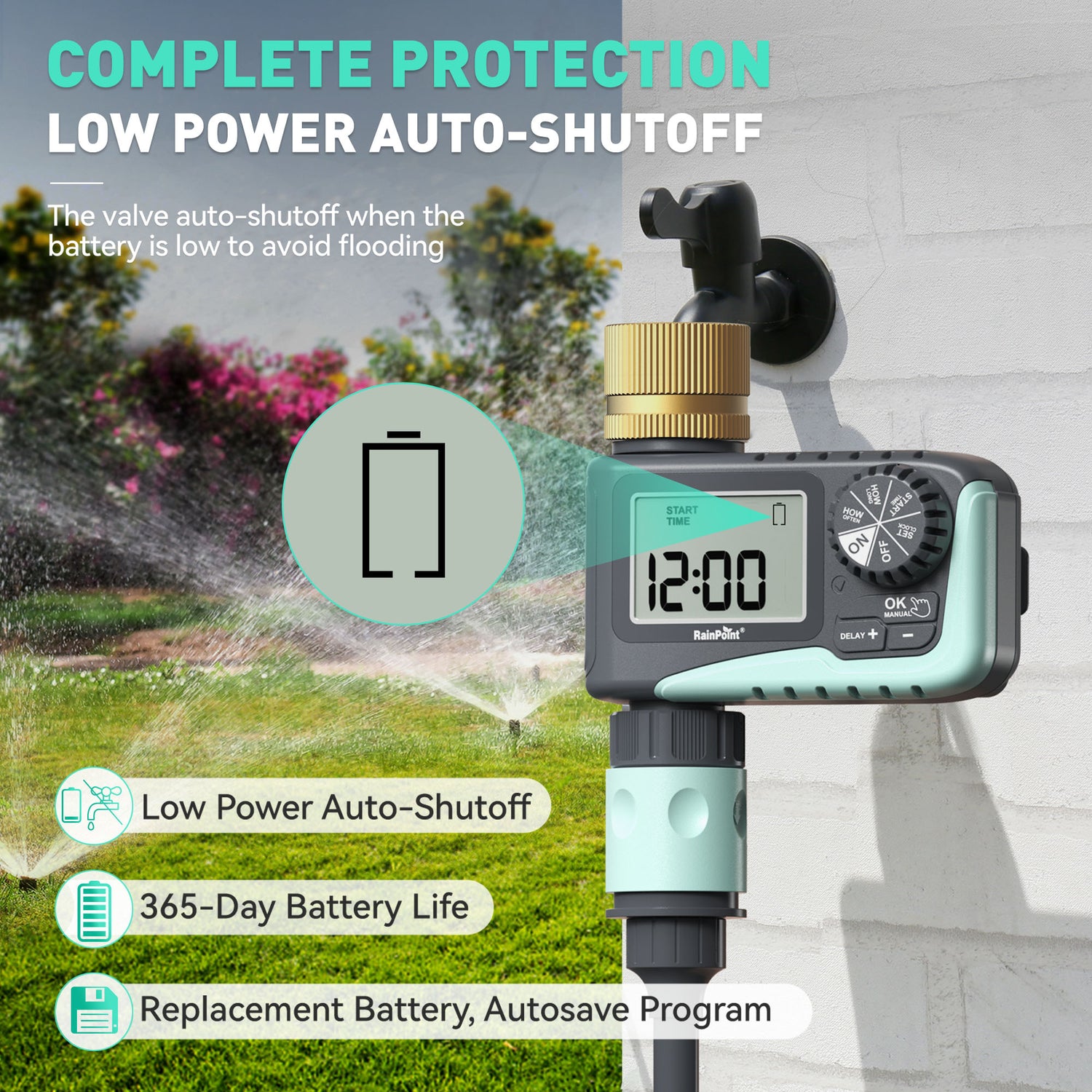 RainPoint Garden Hose Timer with Brass Swivel