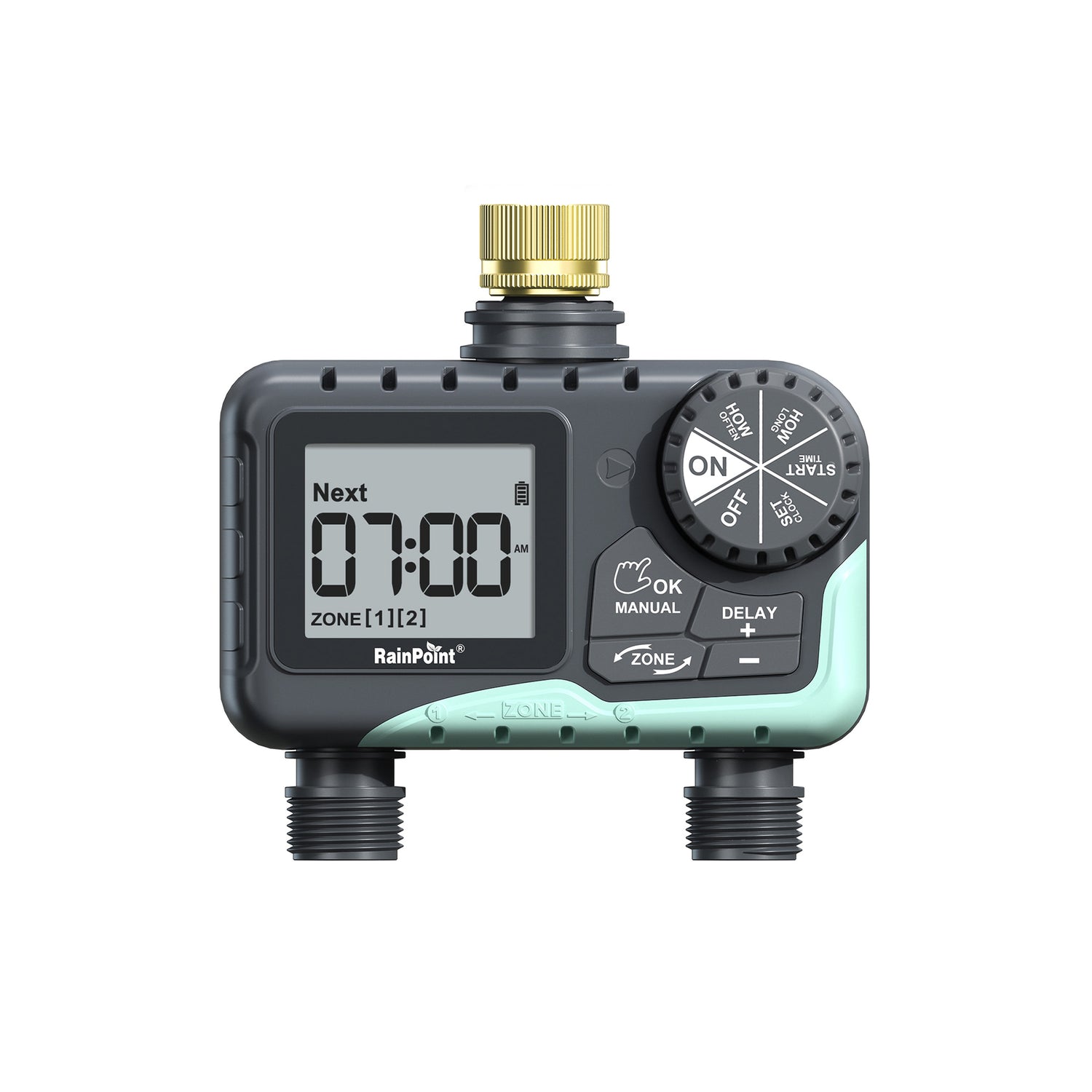 RainPoint 2-Outlet Water Timer with Brass Swivel