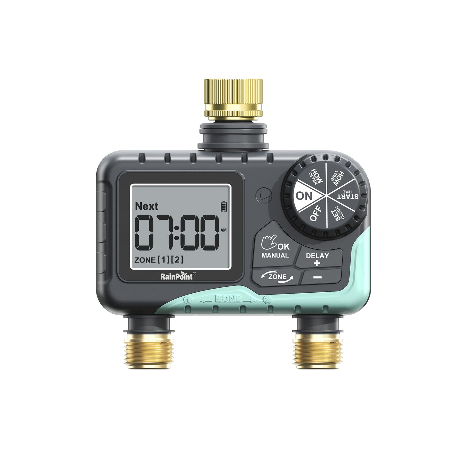 RainPoint 2-Zone Sprinkler Timer with Brass