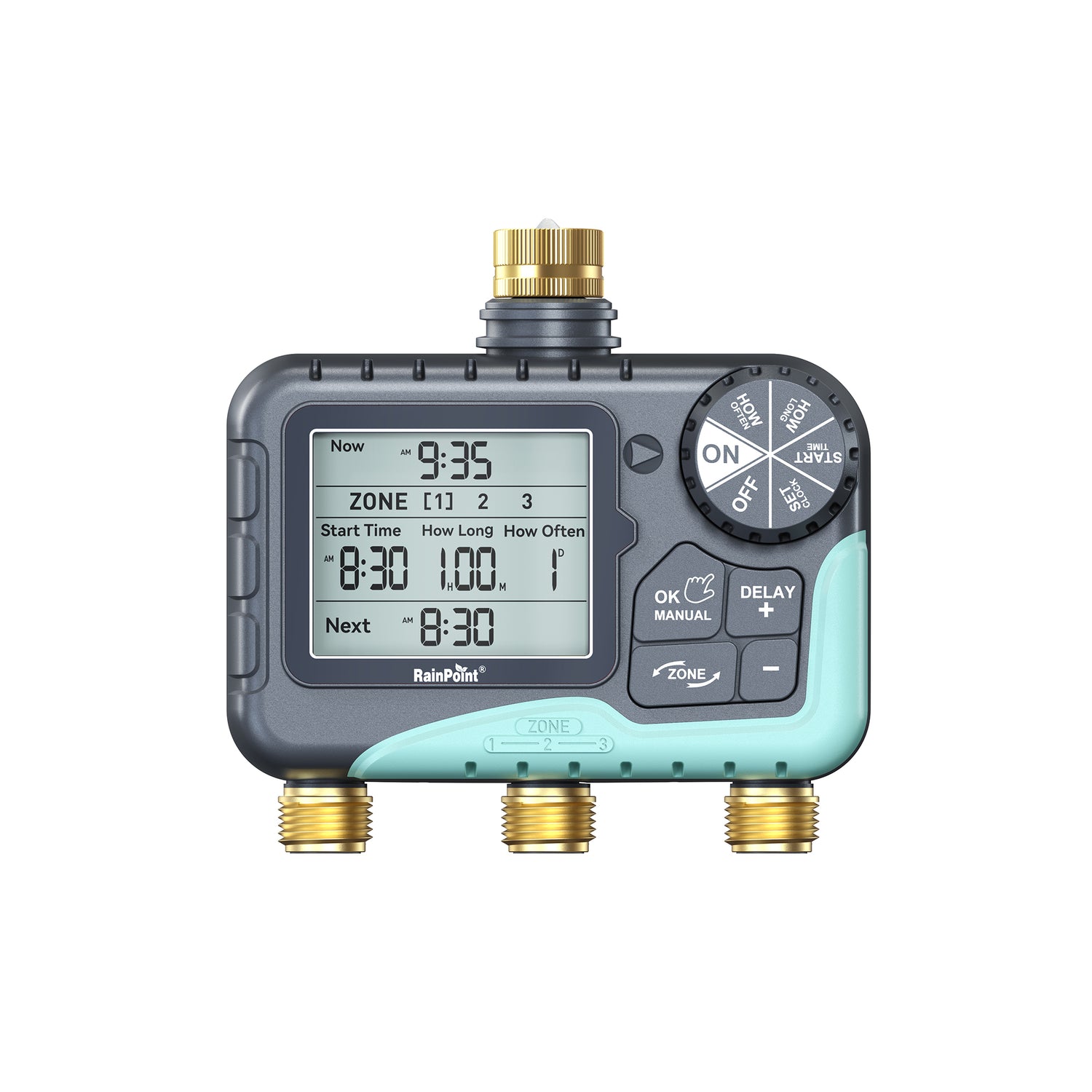 RainPoint 3-Zone Water Timer with Brass Inlet