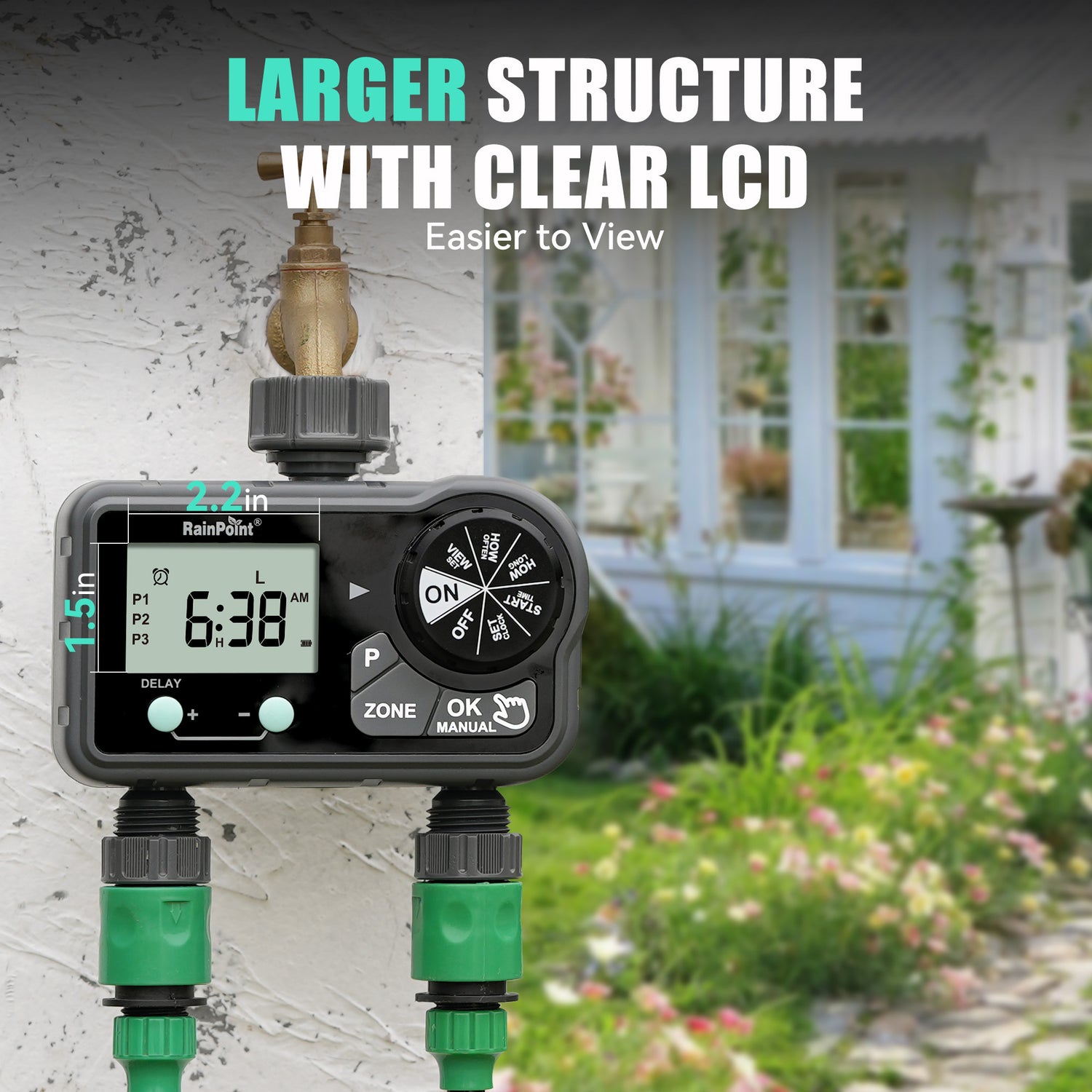 RainPoint Smart 2-Zone Sprinkler Timer with Rain Delay