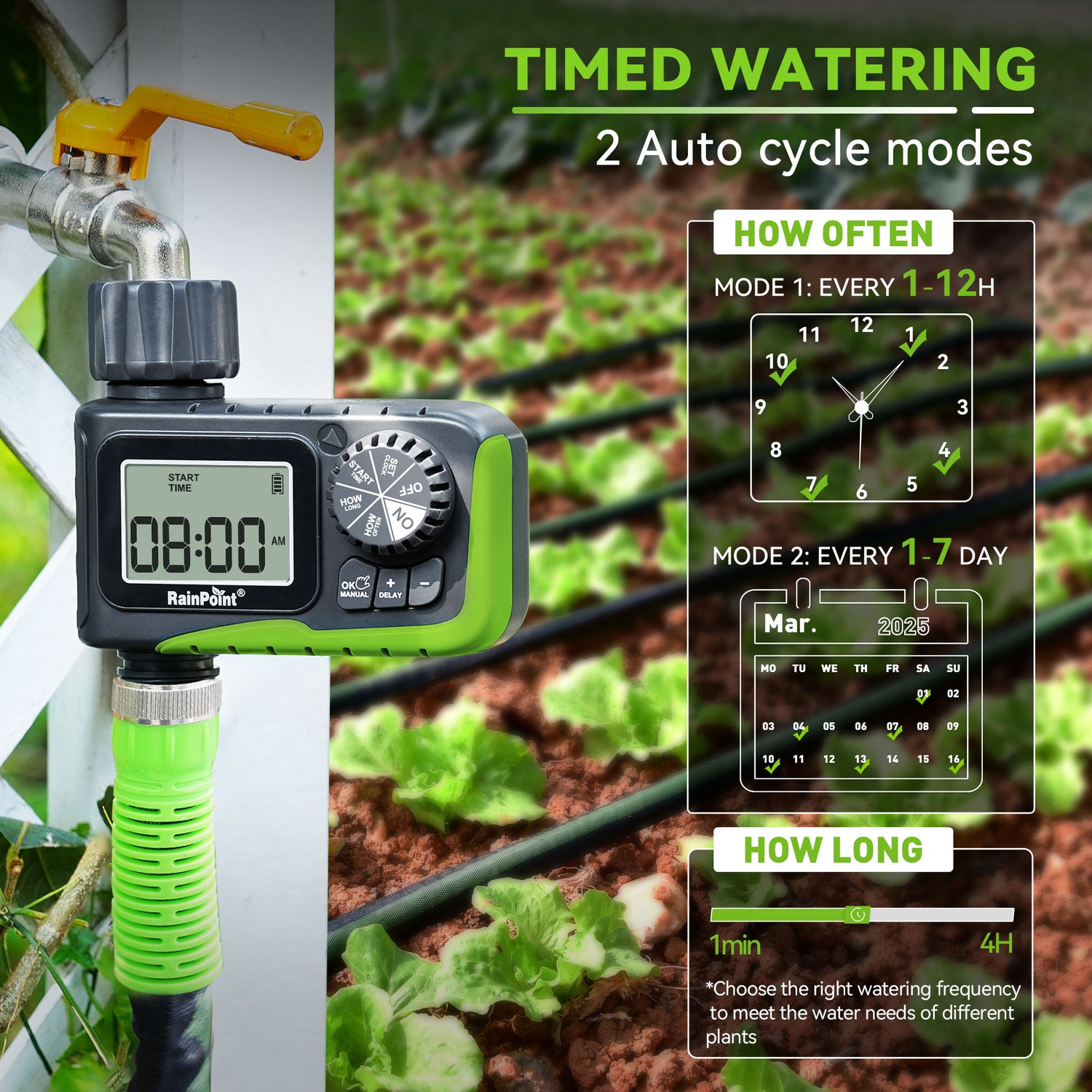 RainPoint 1 Outlet Sprinkler Timer Green