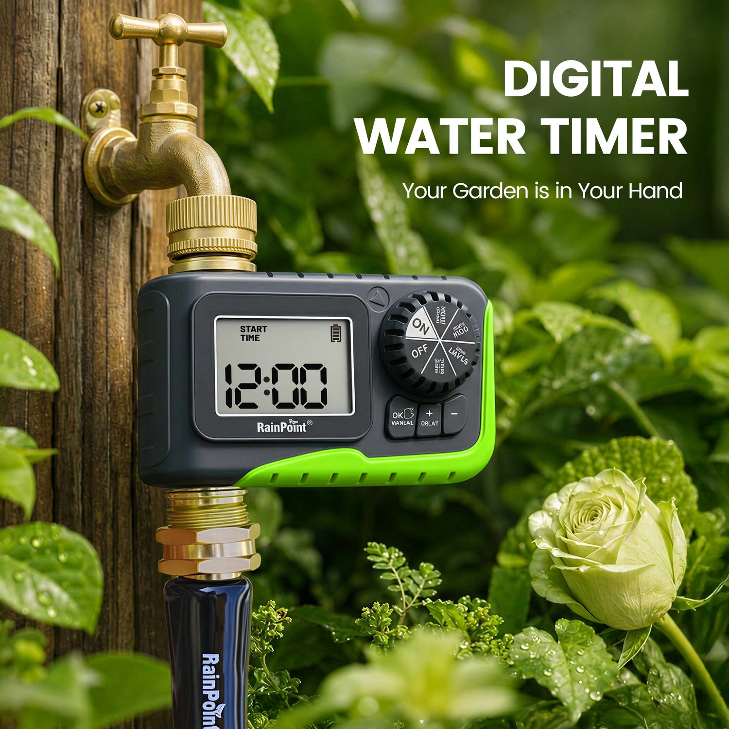 RainPoint Water Timer for Garden Hose with Brass Inlet & Outlet