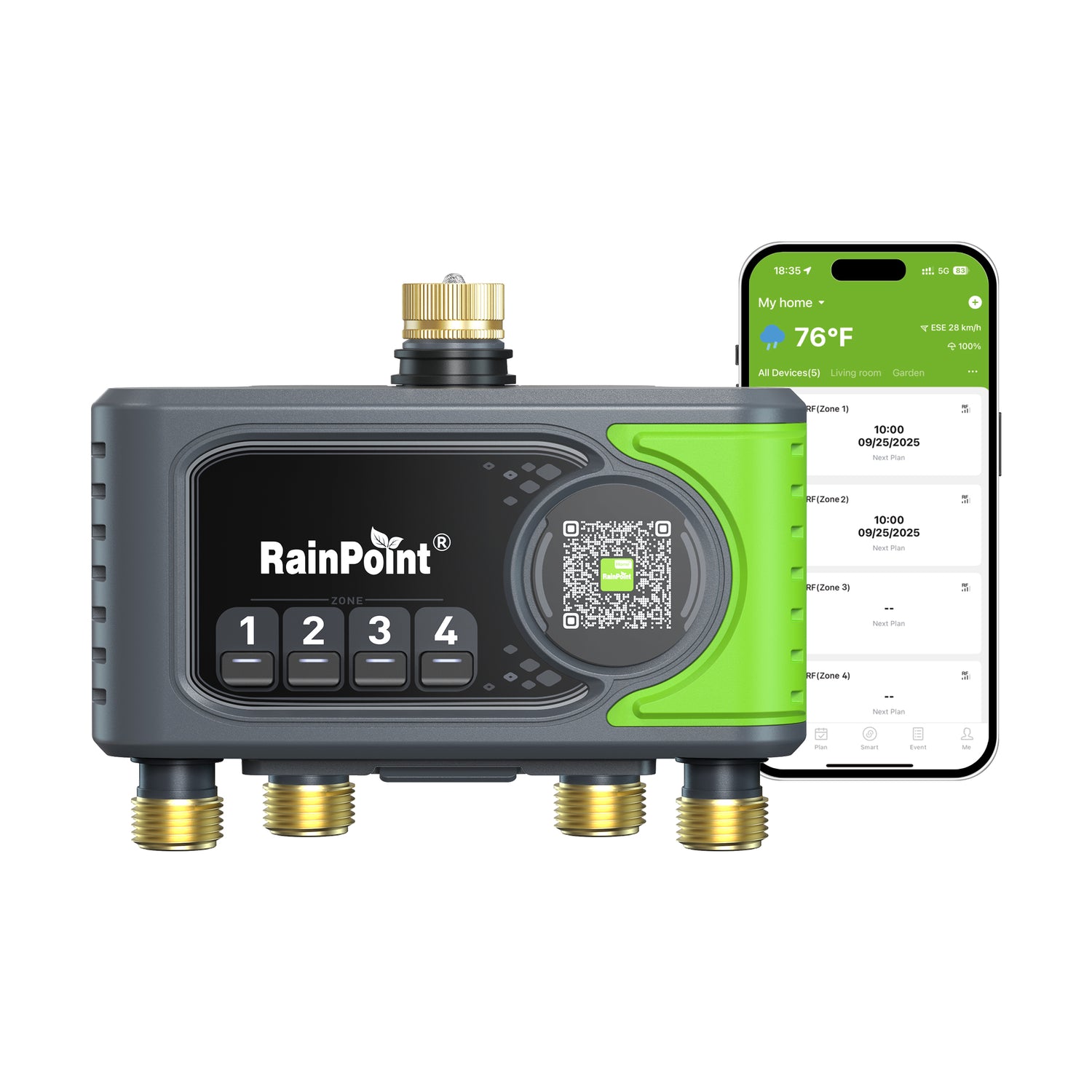 RainPoint Smart 4-Zone Water Timer for Garden Hose, WiFi Control