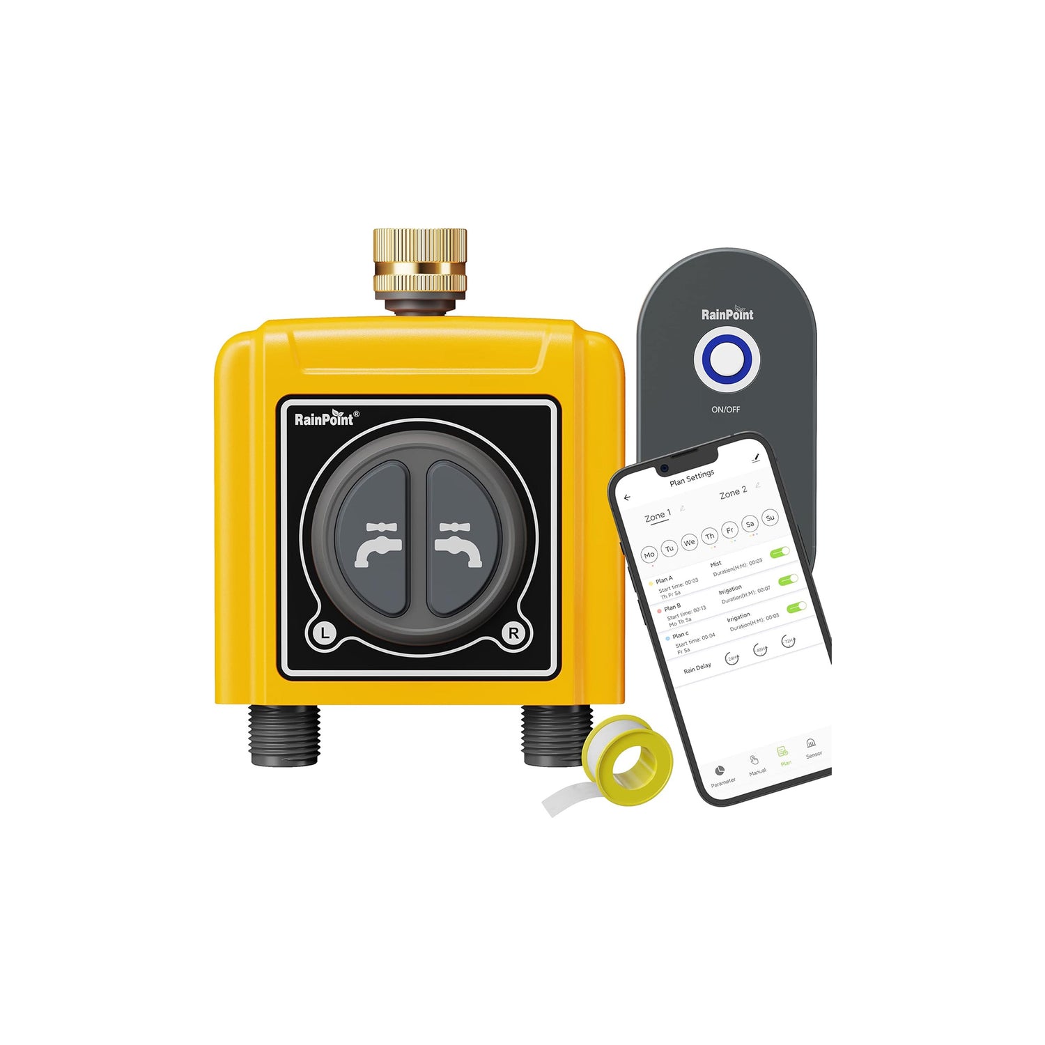 RainPoint WiFi Water Timer with Brass Inlet & Outlet