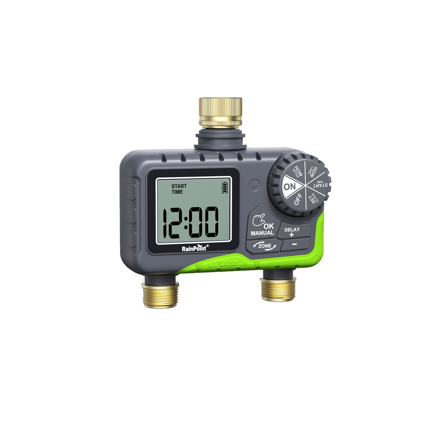 RainPoint Dual Zone Hose Timer with Brass Connector for Lawn Irrigation