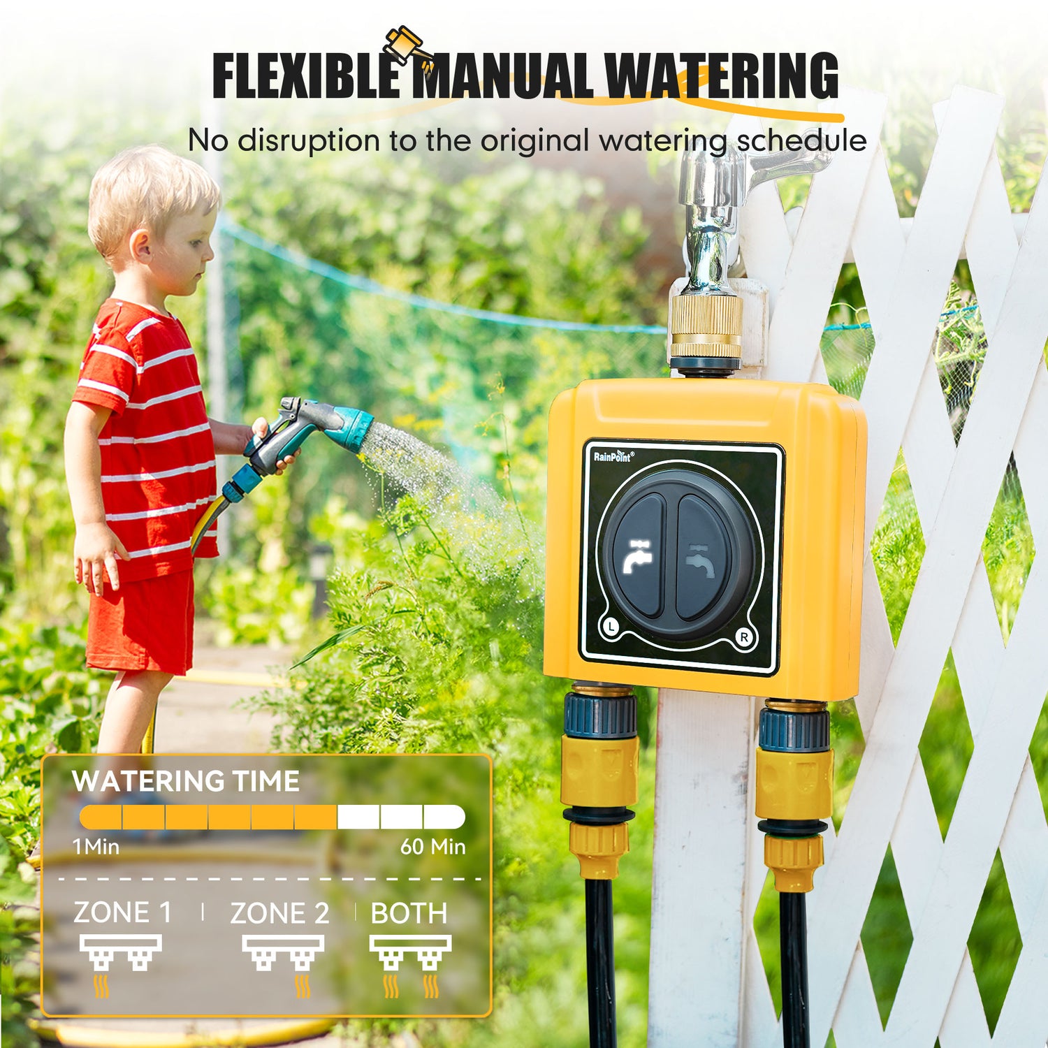 RainPoint 2.4GHz WiFi Hose Timer, No Hub Required