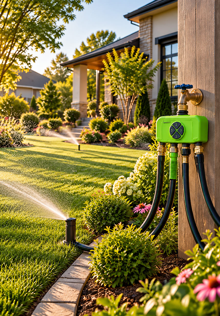 RainPoint lawn watering controller installed for residential yard irrigation