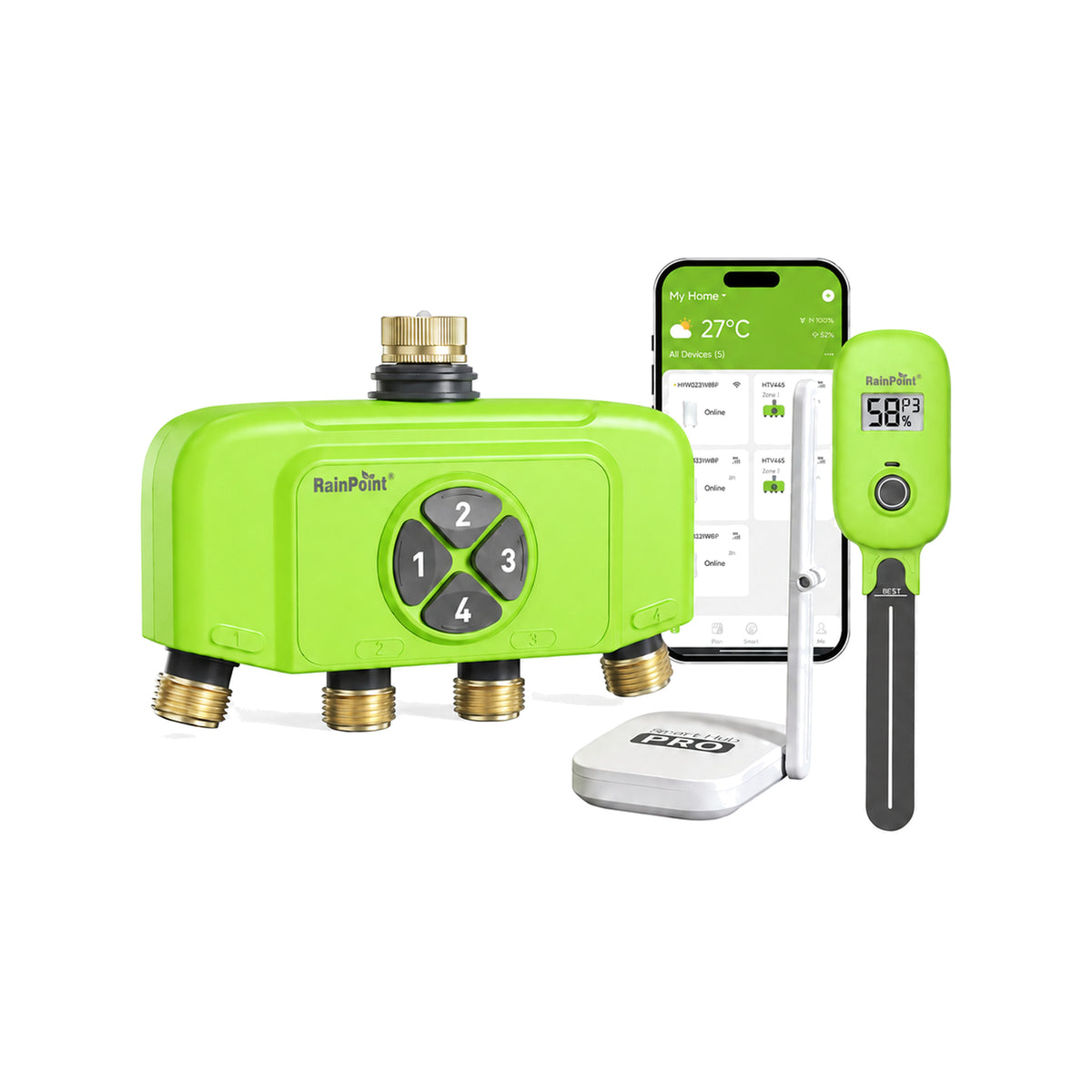 RainPoint smart soil moisture sensor system with irrigation controller and mobile app