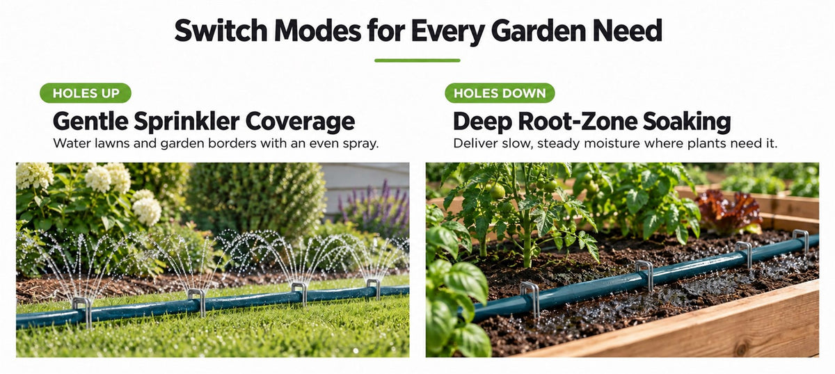 RainPoint soaker hose providing efficient water distribution for garden irrigation