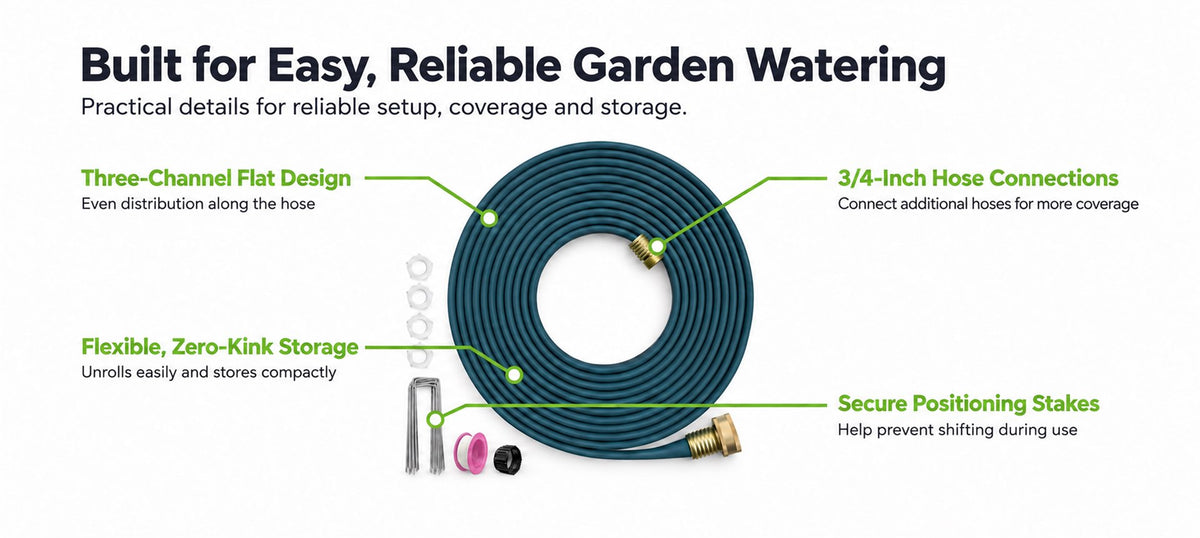 RainPoint flexible soaker hose design for easy lawn and garden irrigation setup