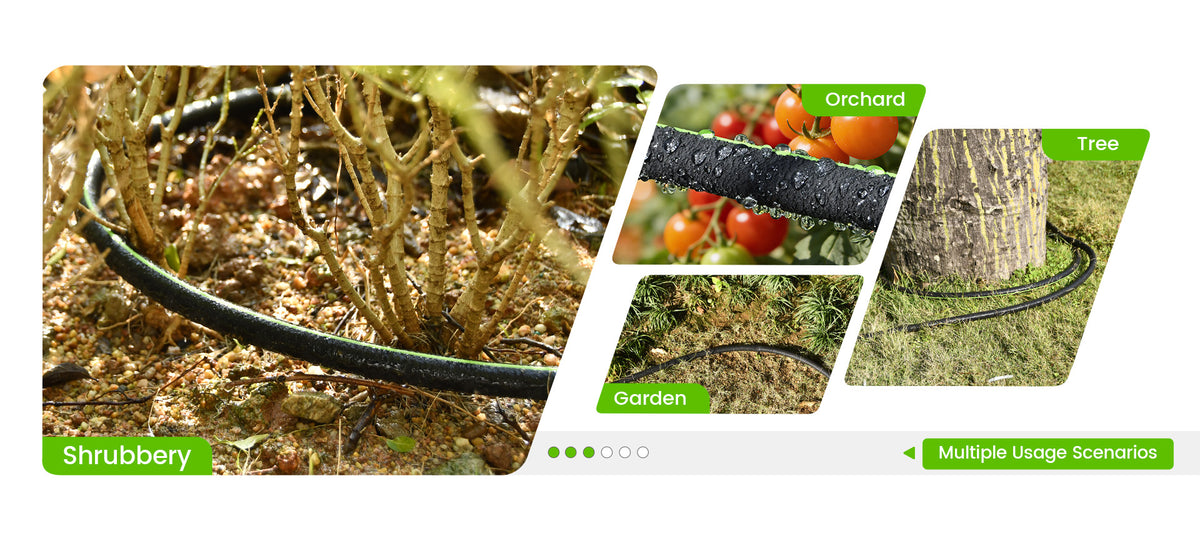 RainPoint garden soaker hose for water-saving irrigation in lawns and landscape areas