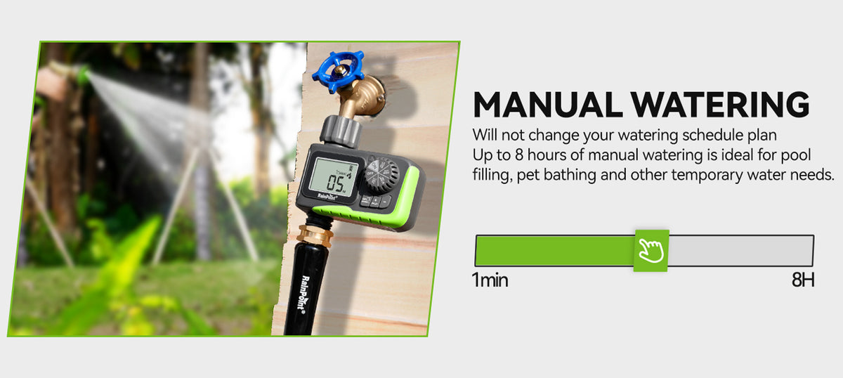 RainPoint compact sprinkler timer for easy garden irrigation and automatic watering setup