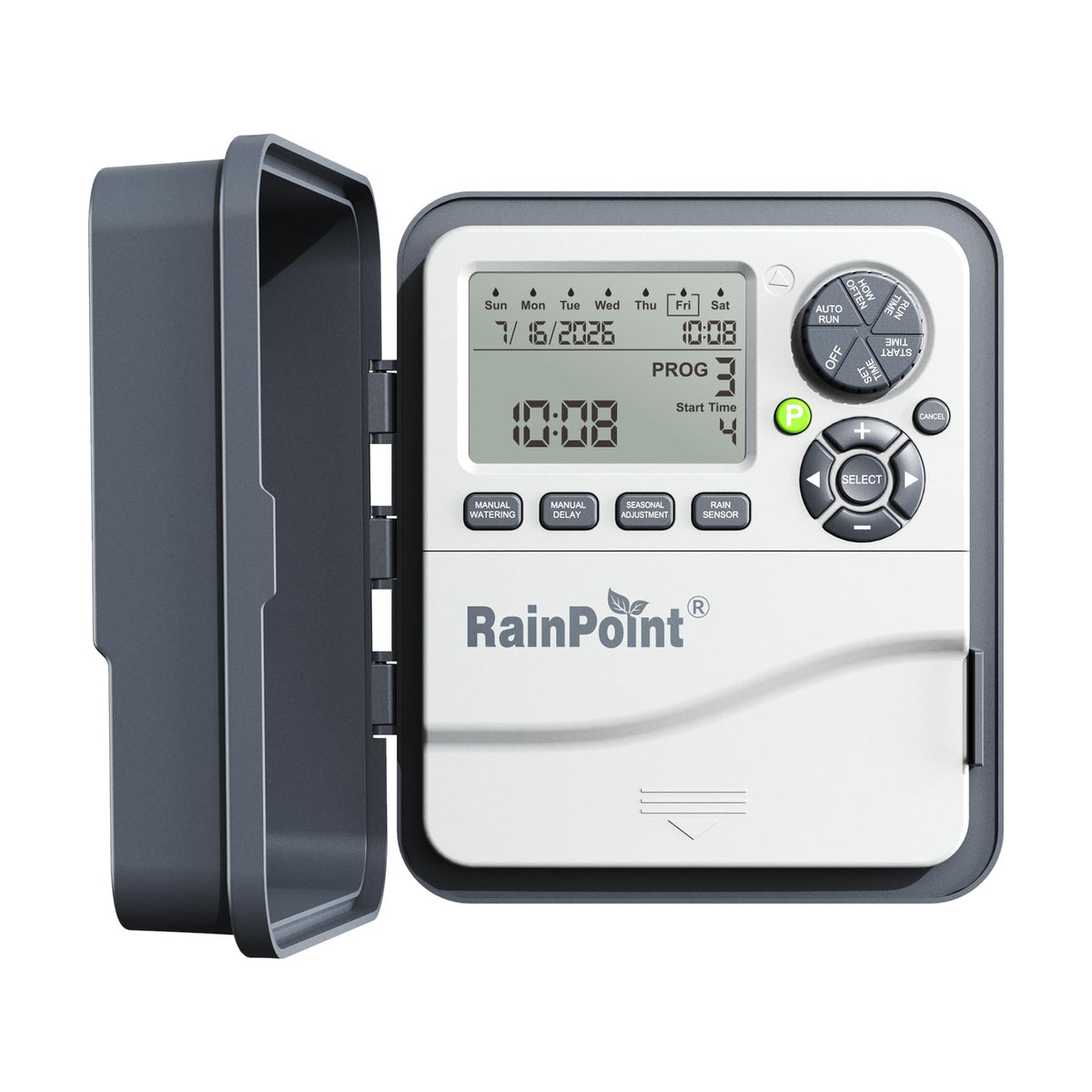 RainPoint sprinkler timer display and control panel for easy watering setup