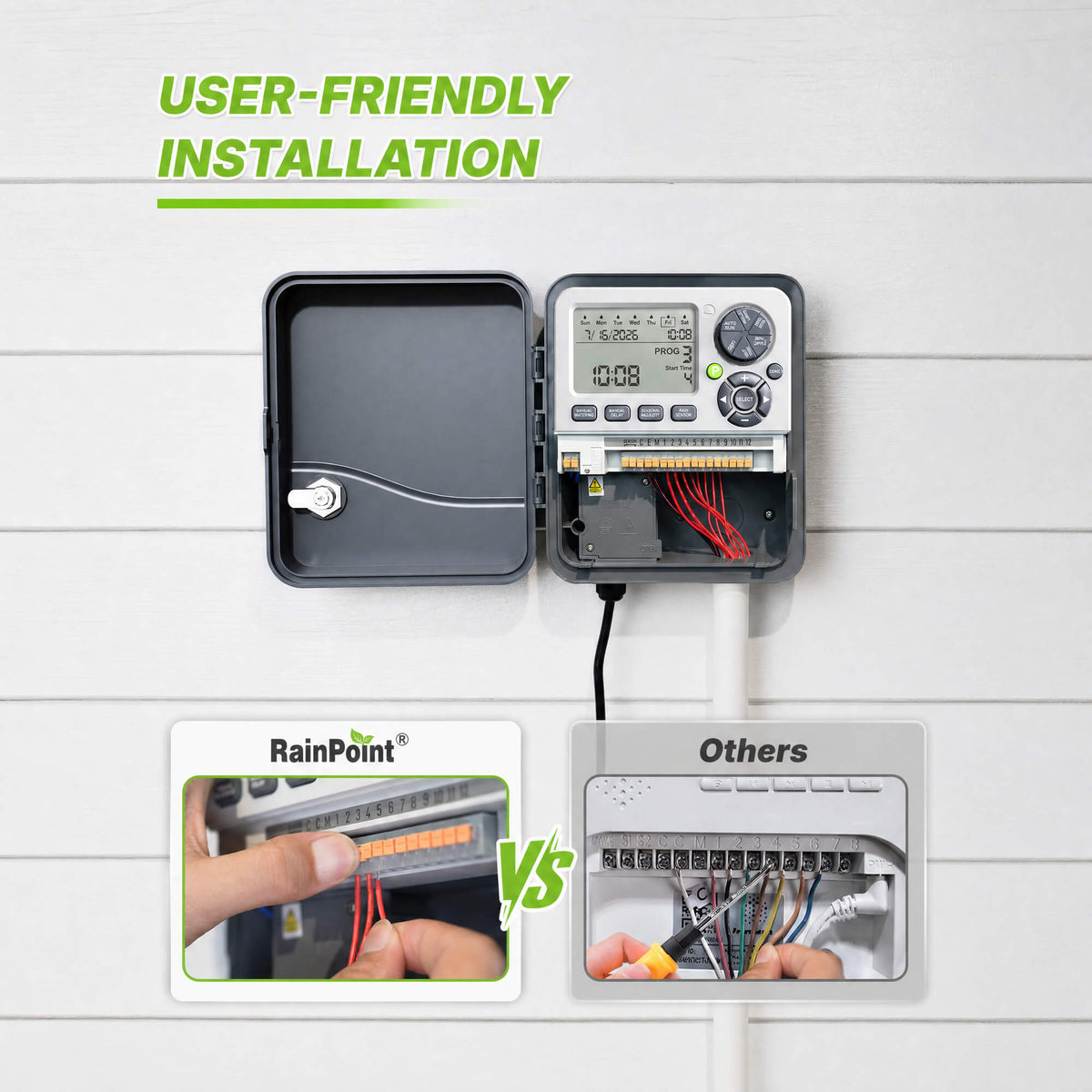 RainPoint sprinkler timer easy installation for garden hose irrigation system
