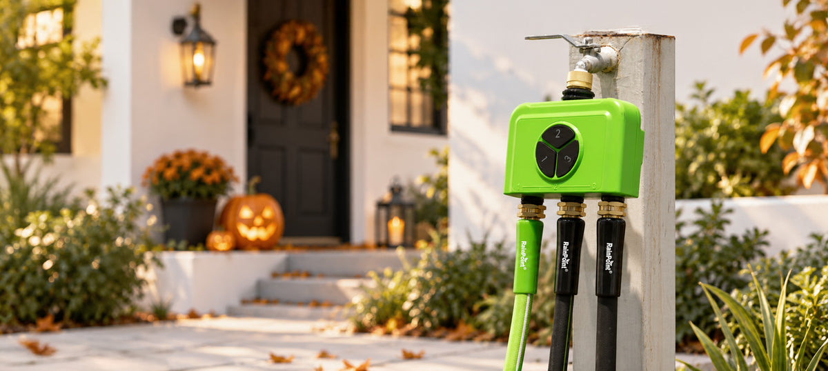 RainPoint sprinkler timer installed for front yard garden watering