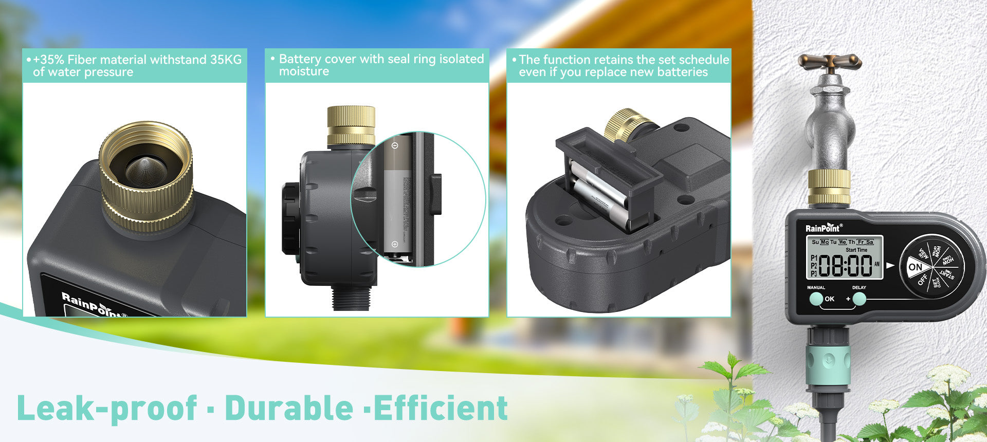 RainPoint water timer programming features for reliable outdoor irrigation control