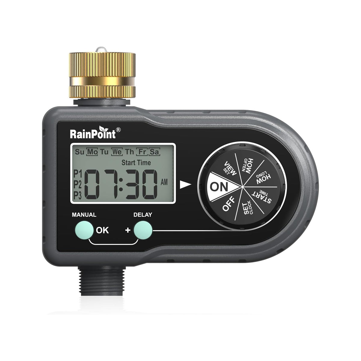 RainPoint sprinkler timer for garden hose with 3 customizable watering programs